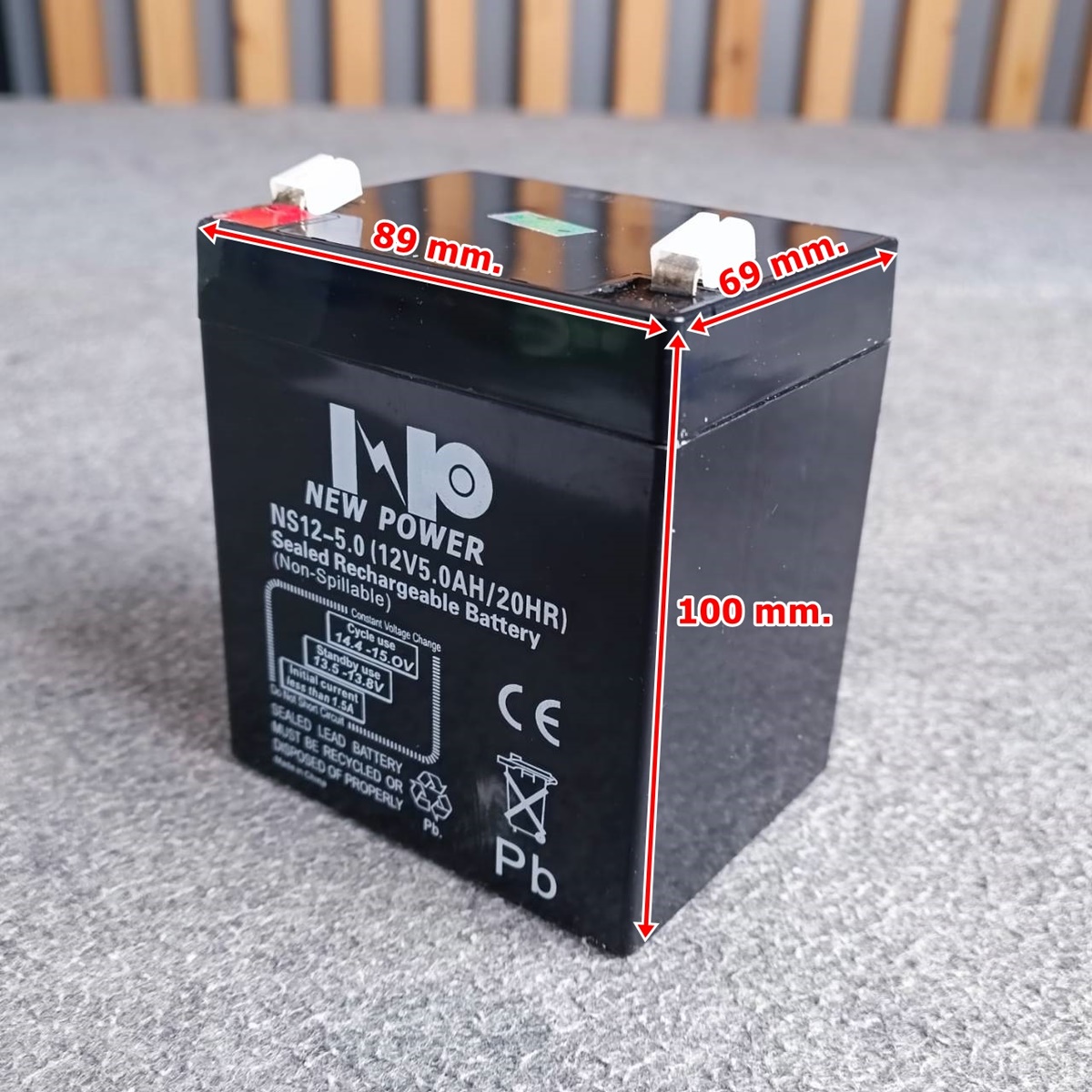 NEW POWER 12V 5AH แบตเตอรี่แห้ง แบตเตอรี่ UPS 5A Battery แบตสำหรับสำรองไฟ แบตUPS แบตเตอรี่UPS เครื่องสำรองไฟฉุกเฉิน เอไอ-ไพศาล