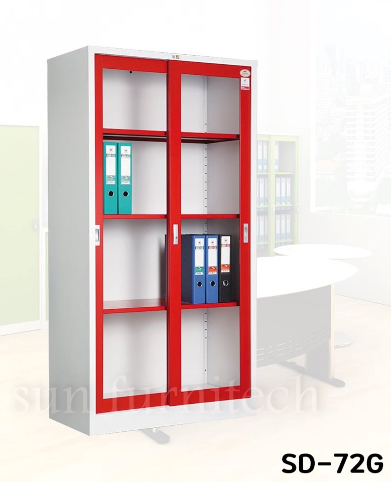 ตู้เอกสาร 2 บานเลื่อนกระจกสูง, ตู้เอกสารบานเลื่อนกระจกสูง, ตู้เอกสารสูง 2 บานเลื่อนกระจก ขนาด 3 ฟุตTaiyo รุ่น SD-723G