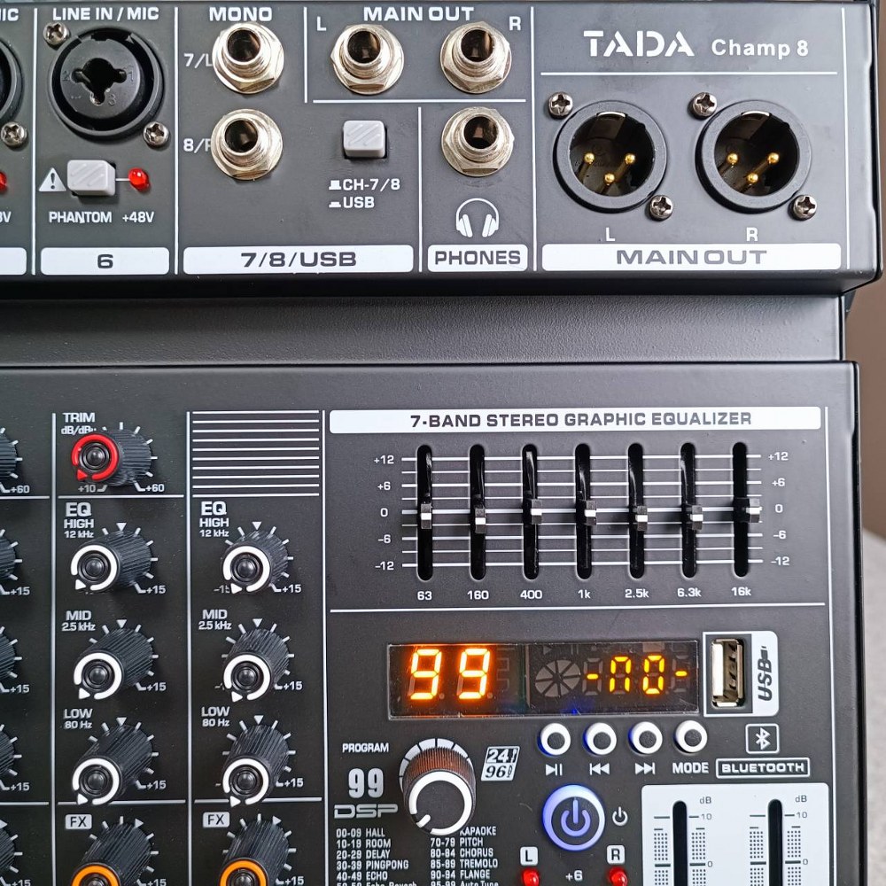 TADA CHAMP-8 MIXER มิกเซอร์อนาล็อก 8 แชนแนล บลูทูธ Bluetooth mixer เอฟเฟคแท้ ธาดา TA DA CHAMP 8 CHAMP8 เอไอ-ไพศาล
