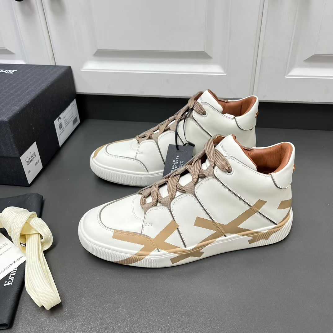 **do**รองเท้าผู้ชาย Zegna Leather Tiziano Sneakers บู้ทสั้น มี 2 สี สินค้าใหม่ ของแท้
