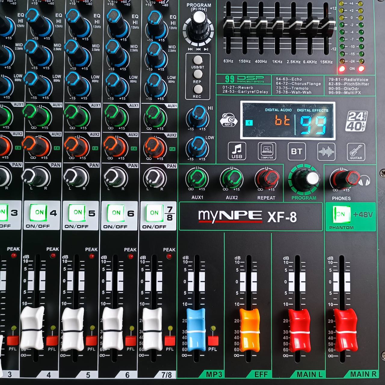 MYNPE XF-8 mixer มิกเซอร์ อนาลอก บลูทูธ USB เอฟเฟคแท้ XF 8 My npe XF8 เอไอ-ไพศาล