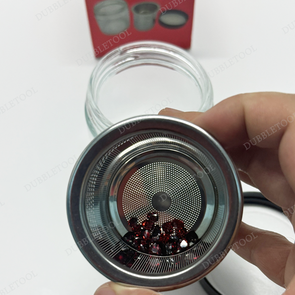 ขวดแก้วล้างเพชร ขวดแก้วล้างพลอย ขวดแก้วแช่เพชร โหลแก้วล้างเพชร สแตนเลส(Stainless) SUS 304 Diamond Stone Washer
