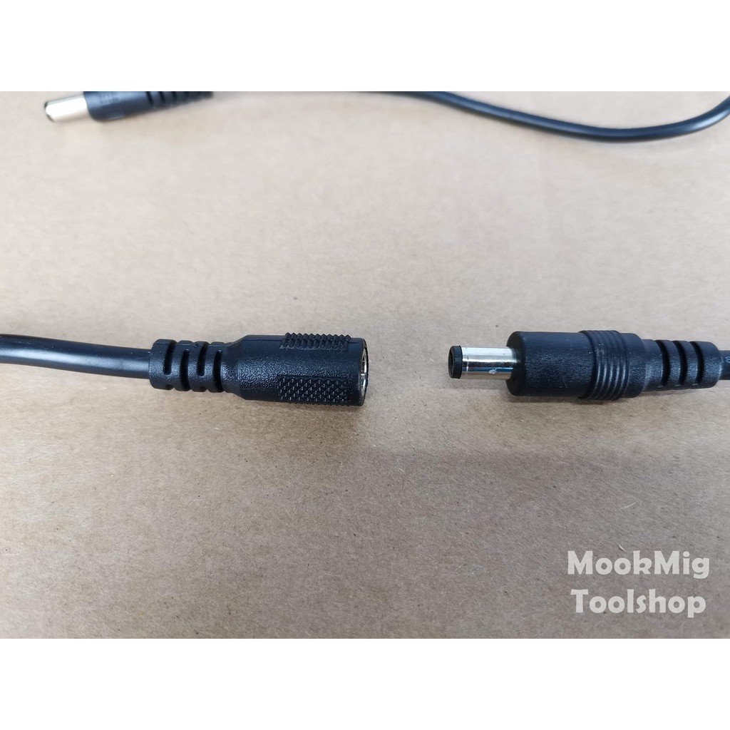 Jack DC Male แจ๊คดีซี ตัวผู้ ตัวเมีย ทองแดงใหญ่ๆ 18AWG พร้อมสาย PVC อย่างดี 5.5*2.1 เลือกความยาวสายได้ งาน PowerBox