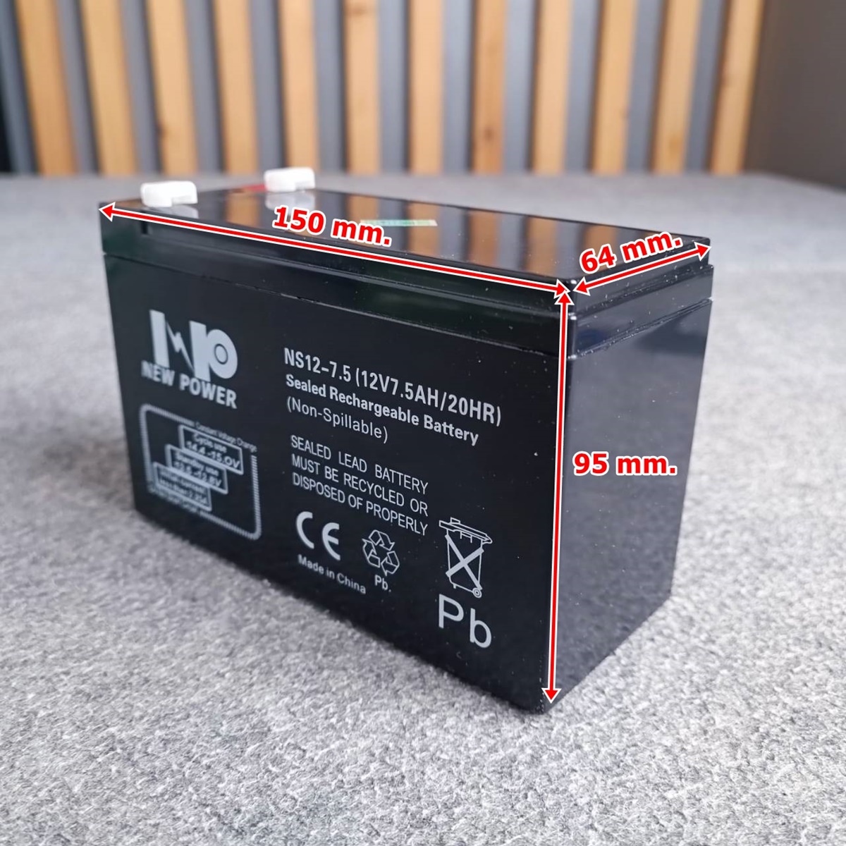 ของใหม่ รับประกัน1ปี NEW POWER 12V 7.5AH แบตเตอรี่แห้ง แบตเตอรี่ UPS 7.5A Battery แบตสำหรับสำรองไฟ แบตUPS แบตเตอรี่UPS เครื่องสำรองไฟฉุกเฉิน เอไอ-ไพศาล