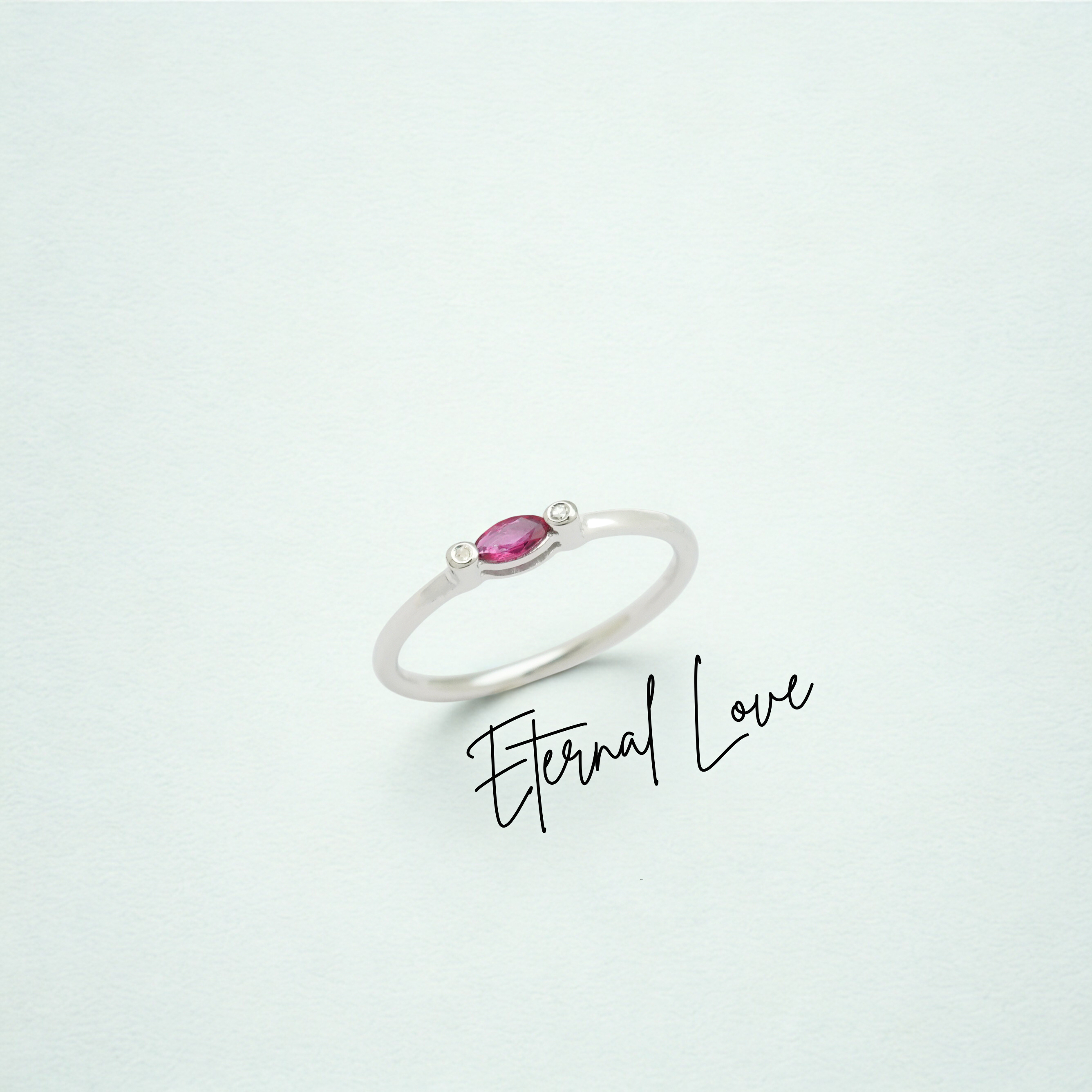 แหวนเงินแท้ Eternal Love ฝังทับทิมแท้ และเพชรแท้