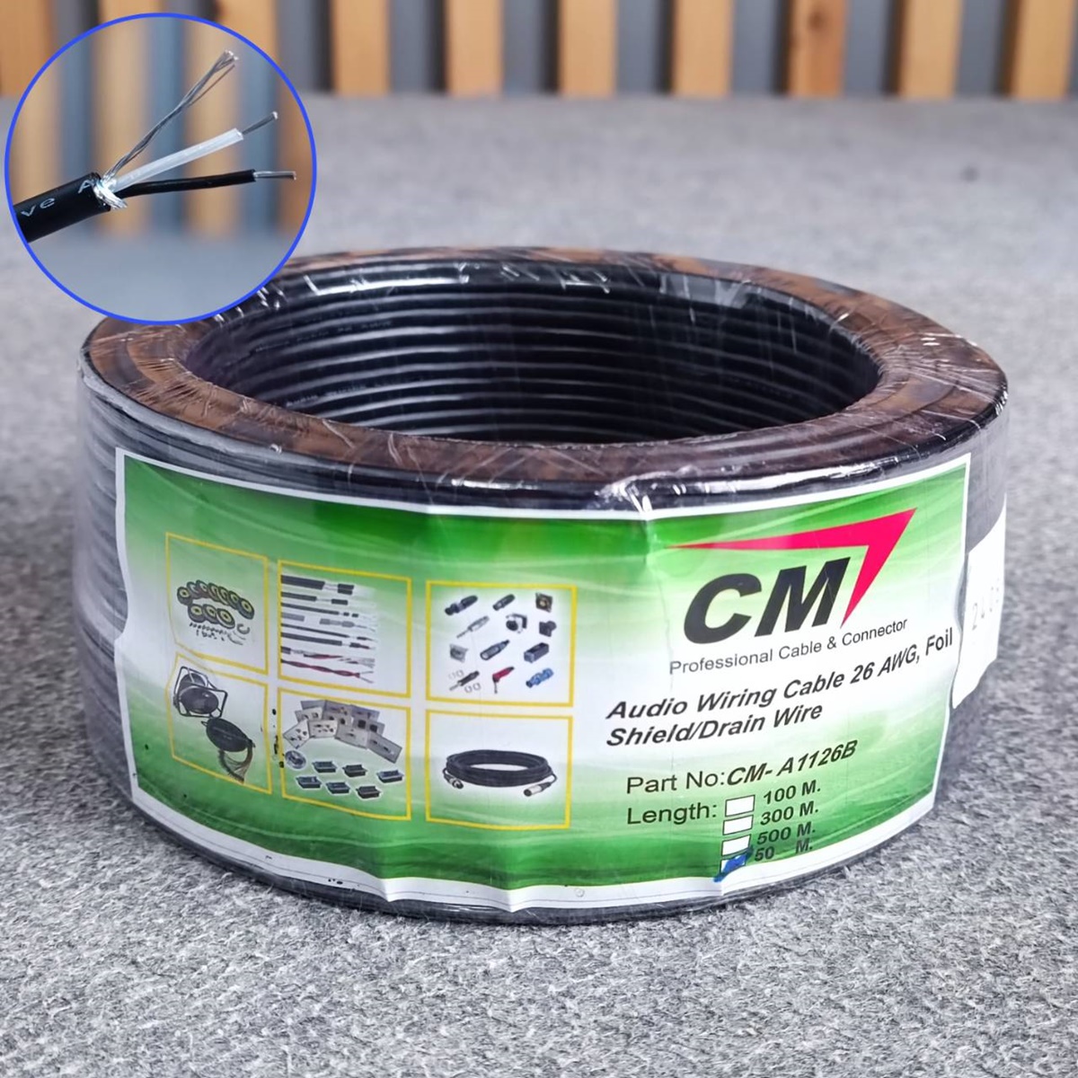 ขด50เมตร CM CM-A1126 สายชีลด์ST 3.2mm 26awg สายสัญญาณ สาย ชีลด์ สเตอริโอ CM A1126 เอไอ-ไพศาล