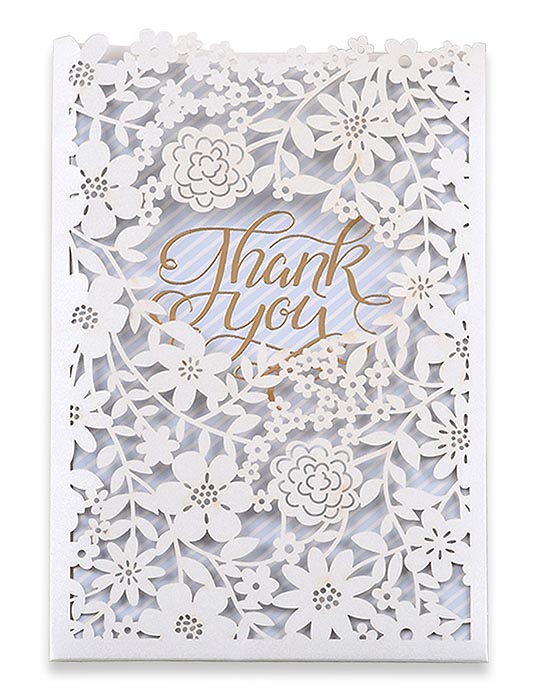 การ์ดขอบคุณ กระดาษมุกฉลุลาย Thank You