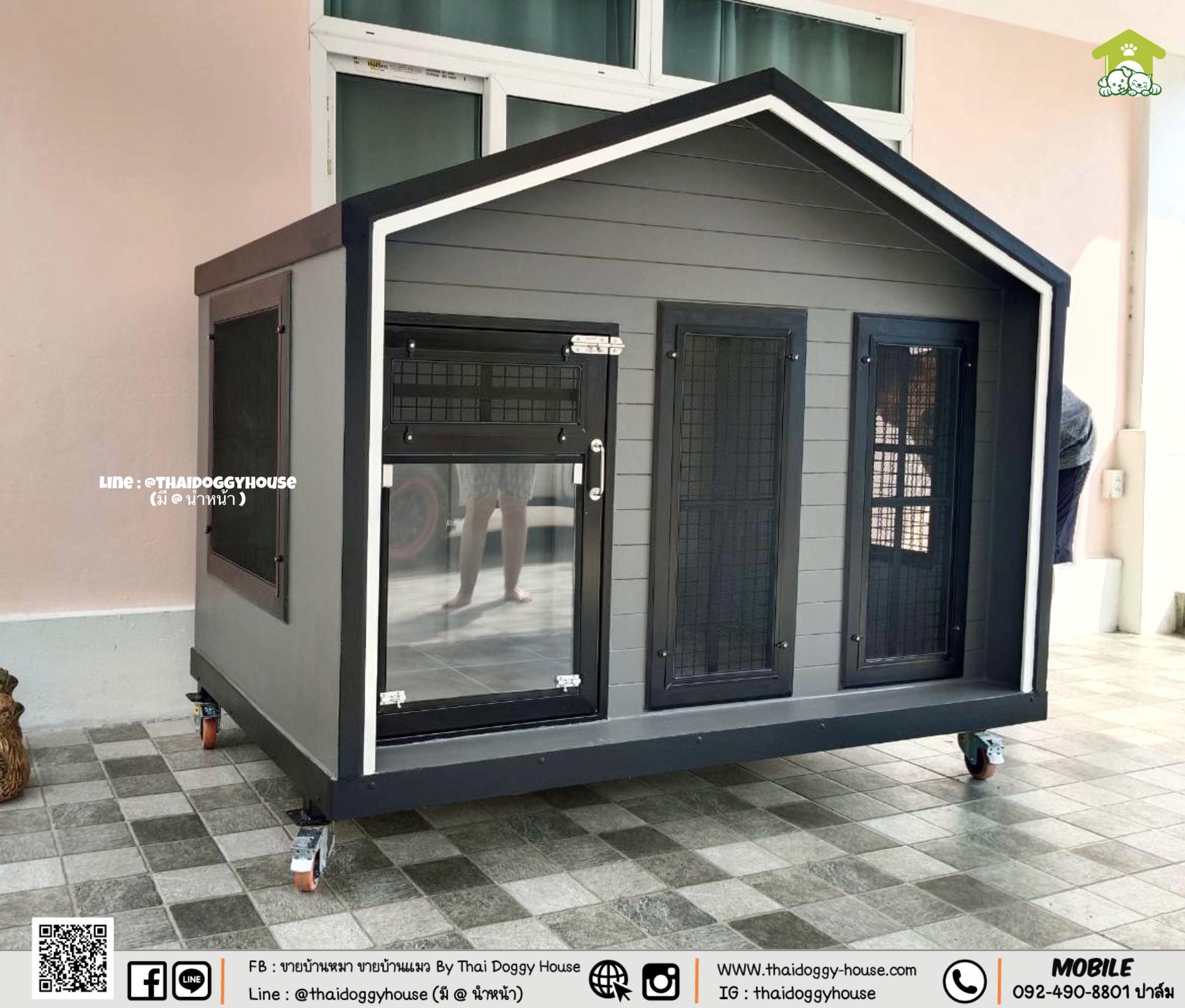 บ้านหมา บ้านแมว " 𝐍𝐎𝐑𝐃𝐈𝐂 𝐒𝐓𝐘𝐋𝐄 " มีตะแกรงเหล็ก มุ้งลวด พร้อมประตูบานสวิง ให้น้องๆเข้า- ออกเองได้ อากาศถ่ายเทได้ดี