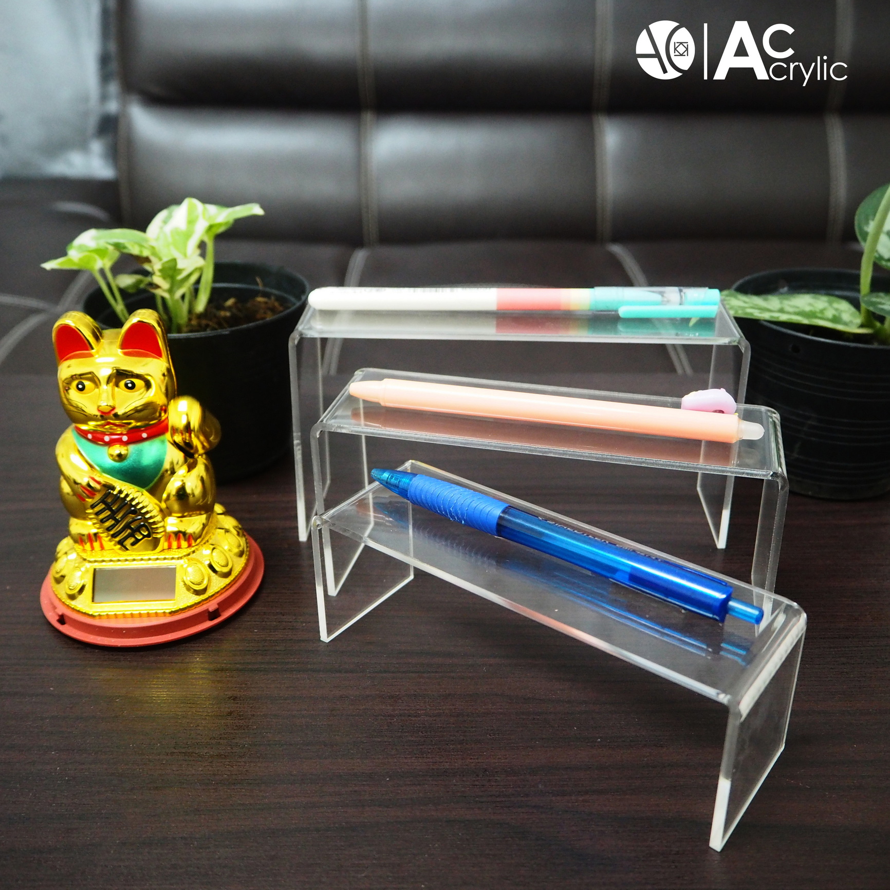 ชั้นวางโมเดล ชั้นวางของ ชั้นอะคริลิค ทรง U แยกชิ้น 3 สเต็ป Acrylic show product 3 step (3S3)