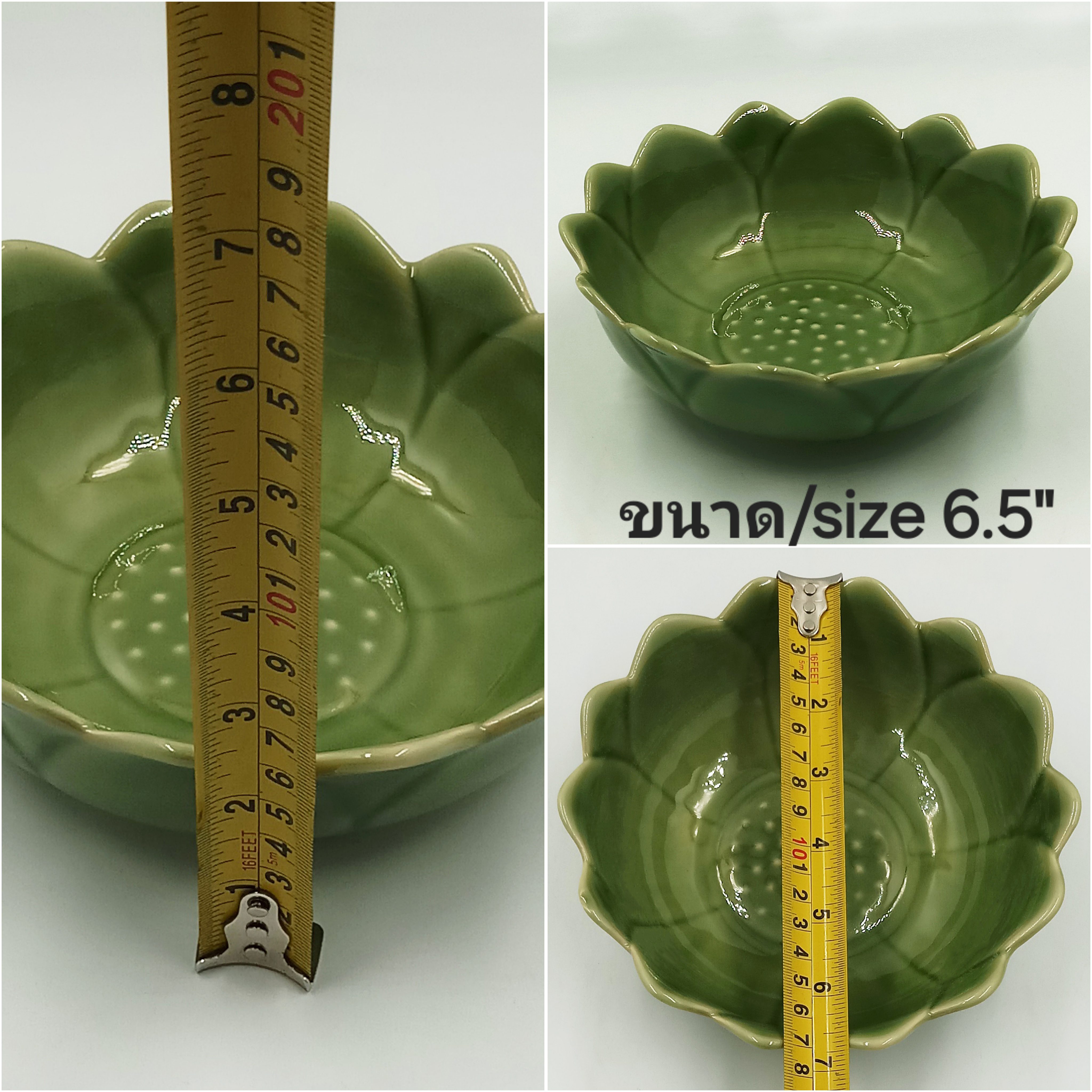 CDC-017 จานเซรามิคสีเขียว จานชามเซรามิคเข้าไมโครเวฟได้ ทนความร้อนสูง ใส่อาหารปลอดภัย