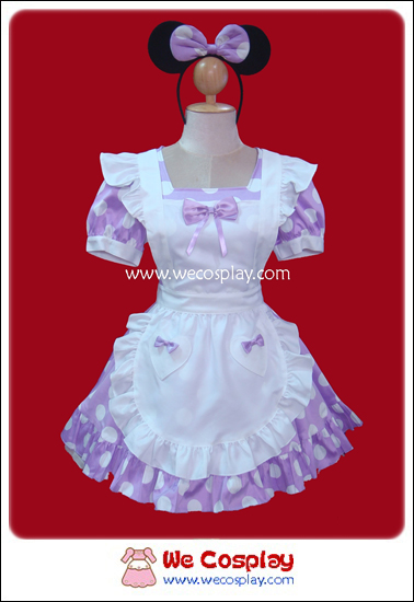ชุดลาเวนเดอร์โพลก้าดอทเมด สีม่วงอ่อนลายจุด (Lavender Polka Dots Maid Costume)