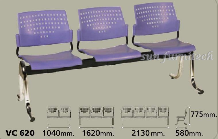 เก้าอี้แถว, เก้าอี้พักคอย, เก้าอี้นั่งคอย 2 ที่นั่ง, 3 ที่นั่ง, 4 ที่นั่ง ไม่มีท้าวแขน เบาะนั่งและพนักพิงพลาสติก รุ่น VC-620