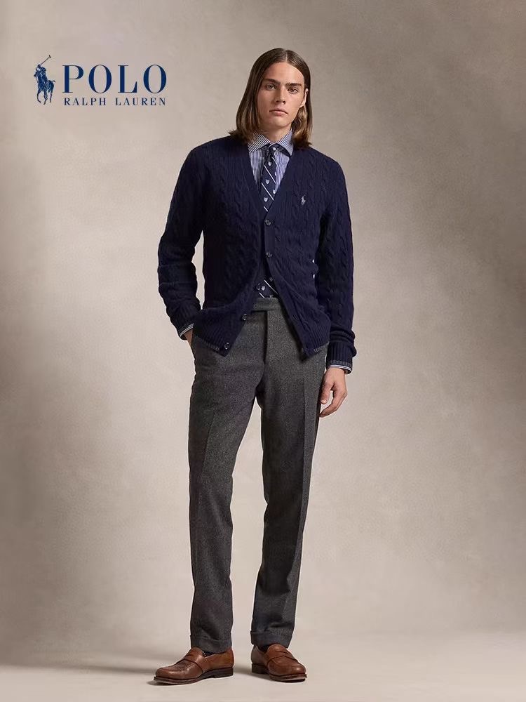 **do** เสื้อคลุมคาดิแกน Ralph Lauren Knit Wool-Cashmere Cardigan คอวี ของผู้ชาย มี 3 สีให้เลือก สินค้าใหม่ ของแท้
