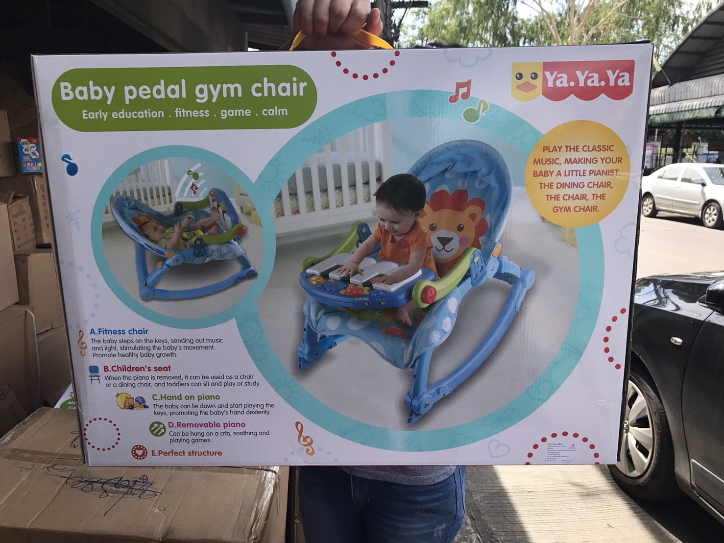 3689-1 ของเด็กเปลโยกสั่นพร้อมเปียนโนเท้า เปลเด็กอ่อน กล่องใหญ่มาก งานดี ปลีกชิ้นละ