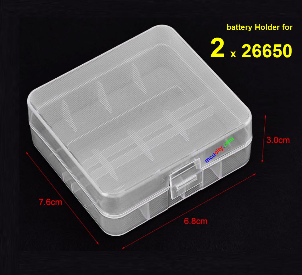 2 x 26650 Portable Transparent battery Holder for Batteries 26650 Storage Box Battery Cover