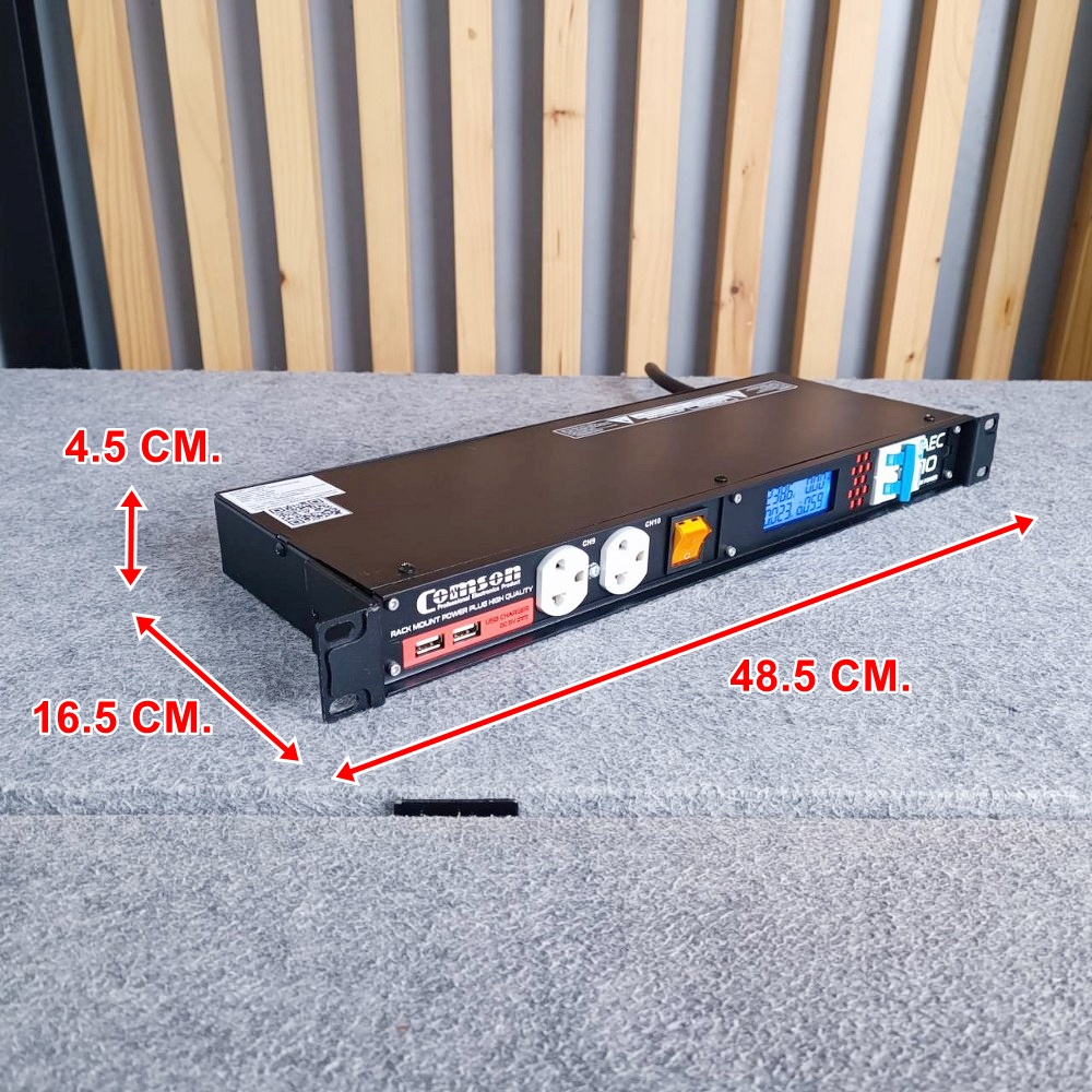 ปลั๊กขาว COMSON AEC-10 รุ่นใหม่ ปลั๊กRACK 12ช่อง มิเตอร์ วัด4แบบ AEC10 AEC 10 ปลั๊กพ่วงติดแร็ค ปลั๊กรางจ่ายกระแสไฟ คอมสัน หน้าจอแสดงผลและเบรกเกอร์ เอไอ-ไพศาล