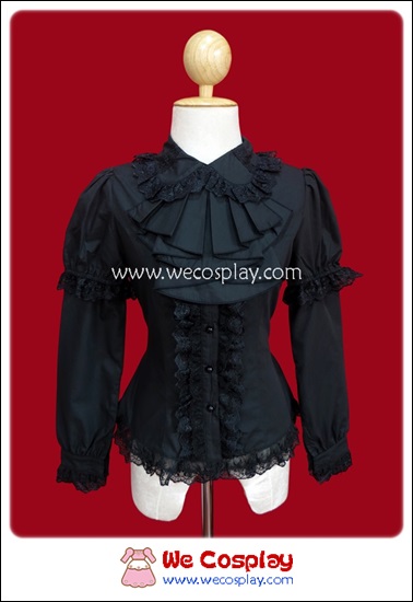 เสื้อ Blouse สีดำ Melane Front Frill Gothic Lolita Blouse
