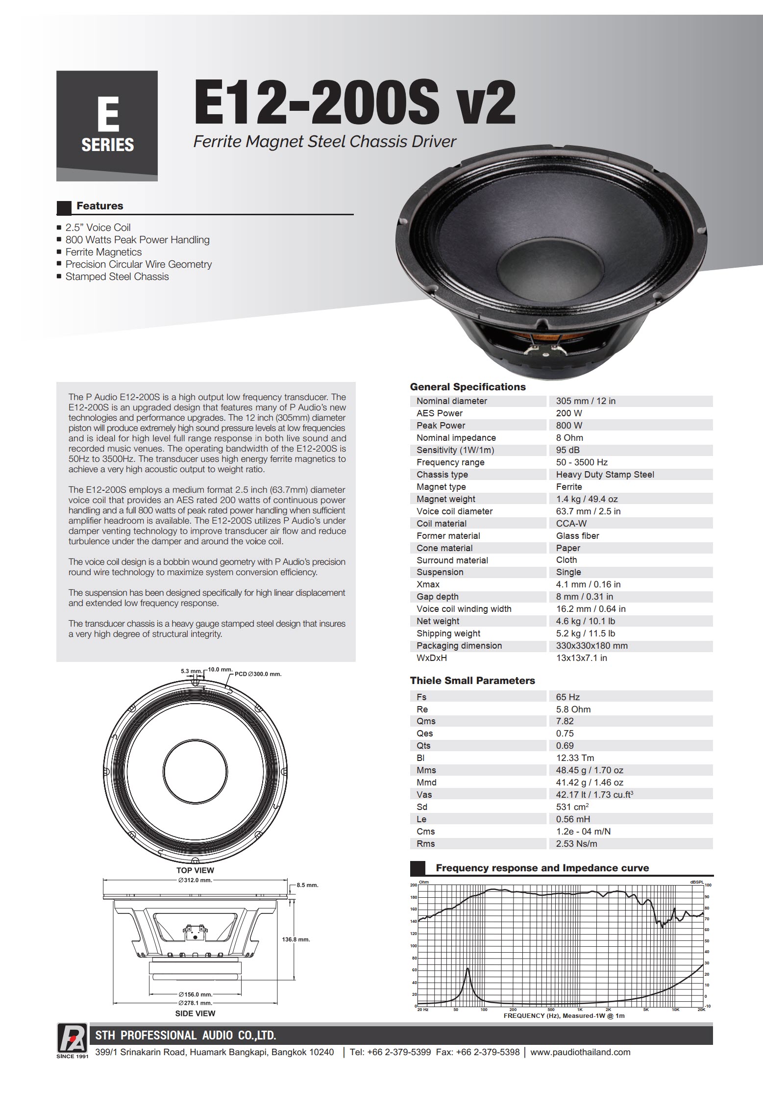 สินค้าใหม่ ลดล้างสต็อค P.AUDIO E12-200S ลำโพง 12นิ้ว ดอกลำโพง ดอก ลำโพง P AUDIO E12 200S e 12 200 s 200S พีออดิโอ เอไอ-ไพศาล +++