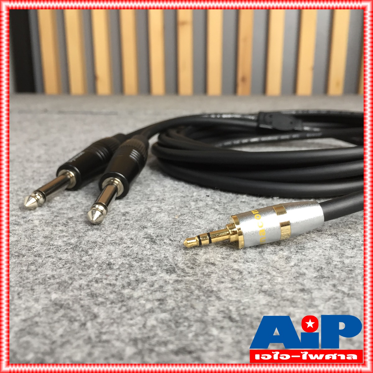 5เมตร DYNACOM สายP.TR-STออกP.MICเหล็กx2 J296/J304 สายดำ สายสัญญาณเสียง P.MONO 2P +TRS 5เมตร ยาว5เมตร เอไอ-ไพศาล