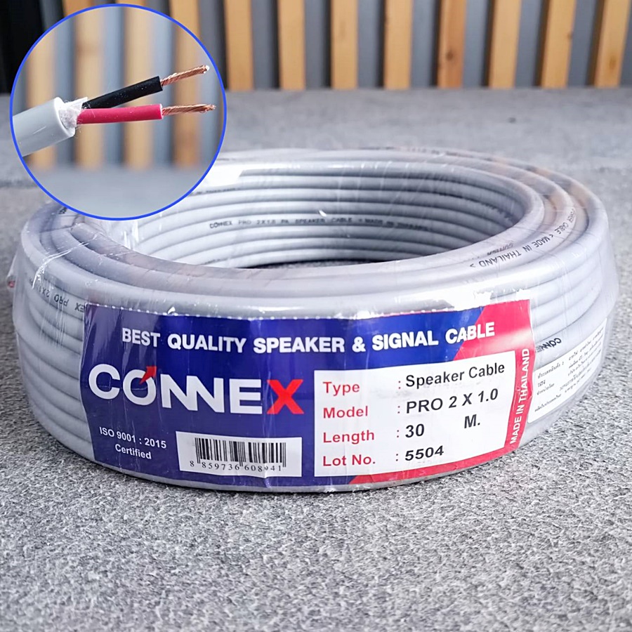 ขด30เมตร CONNEXสายลำโพง PRO2x1.0 สีเทา ทองแดงแท้ขนาด1mm สายลำโพงกลางแจ้ง สายลำโพง2คอร์ เอไอ-ไพศาล
