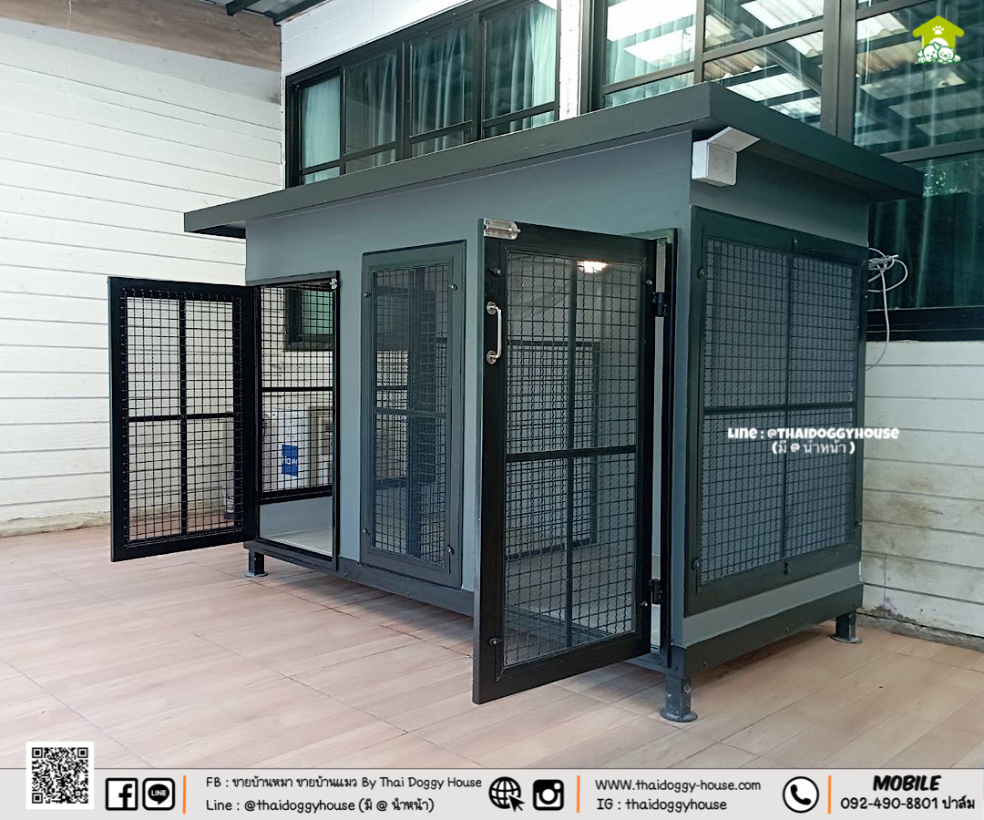 บ้านหมา บ้านแมว 𝐁𝐎𝐗 𝐒𝐓𝐘𝐋𝐄 พร้อมตะแกรงเหล็ก+ มุ้งลวดทั้งหลัง แบ่งกั้นห้องเพิ่มได้ 2 ห้อง