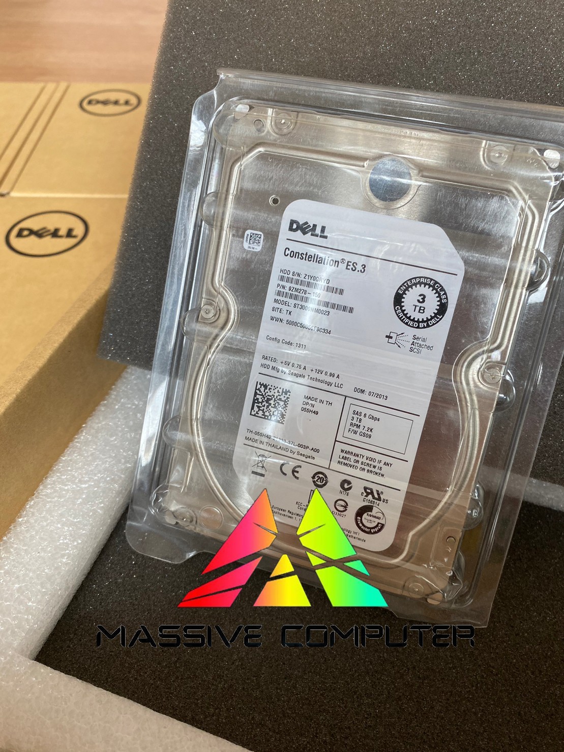 055H49 [ขาย จำหน่าย ราคา] DELL 3TB 7.2K RPM NL SAS 6Gbps 3.5in Hotplug Hard Drive, 13G, CusKit
