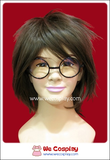 แว่นตาพลาสติก แบบกลม กรอบสีดำ เลนส์ใส Fancy Cosplay Glasses