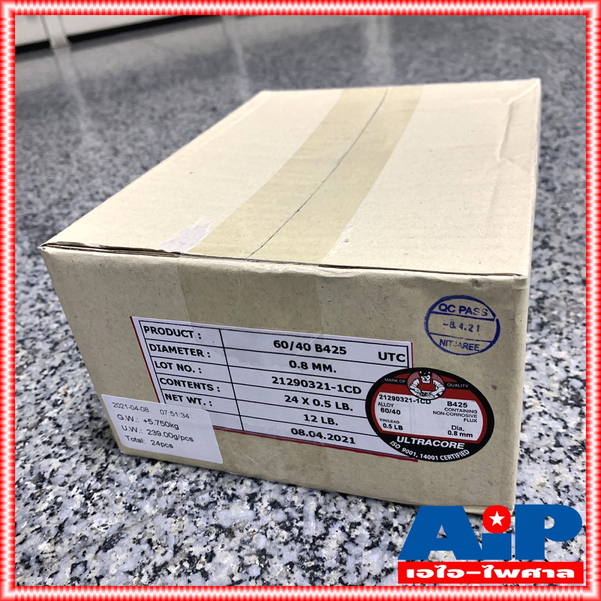 ยกกล่อง24ขด ULTRACORE ขนาด 0.8 มม หนัก 0.5 ปอนด์ ตะกั่วขด 60/40 ตะกั่วบัดกรี ตะกั่ว อุลตร้าคอร์ ตะกั่วบัดกรี เส้นผ่าศูนย์กลาง 0.8 มม