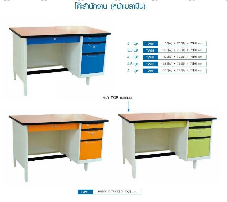 โต๊ะเหล็กสำนักงาน 3, 3.5, 4, 4.5, 5 ฟุต รุ่น TW3F ยี่ห้อ Elegant