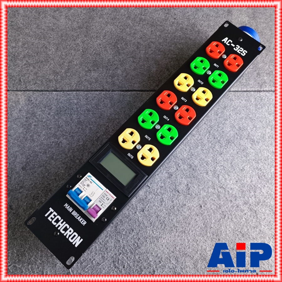 TECHCRON AC-32S ชุดโหลดไฟ 1เฟส ปลั๊กคละสี *สีฟ้า* ปลั๊กโหลดไฟ วัสดุเป็นเหล็ก พร้อมจอแสดงผล AC32S AC32S AC32 S AC-32 AC 32 S เอไอ-ไพศาล