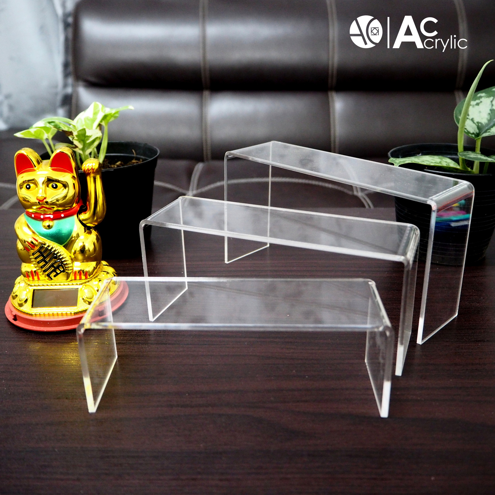 ชั้นวางโมเดล ชั้นวางของ ชั้นอะคริลิค ทรง U แยกชิ้น 3 สเต็ป Acrylic show product 3 step (3S3)