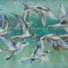 ภาพฝูงนกนางนวล สีอะคริลิค A flock of seagulls acrylic color