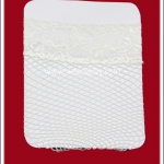 ถุงน่องตาข่าย สีขาว ยาวเหนือเข่า ขอบลูกไม้