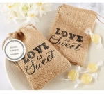 ถุงใส่ของชำร่วย ถุงผ้ากระสอบ ขนาด 10x14 cm สีน้ำตาล พิมพ์ ลาย Love is Sweet ถุงป่าน วัสดุ จากธรรมชาติ สไตล์วินเทจ 720803