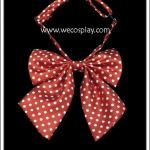 โบว์สำเร็จรูปสำหรับชุดนักเรียน ลายจุด สีแดง