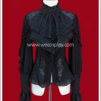 เสื้อ Blouse ควีนโกธิคโลลิต้า สีดำ ประดับลูกไม้ Size L