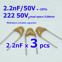 2.2nF (0.0022uF) Multilayer Ceramic Capacitor (3ตัว) (3 pcs per lot)