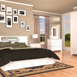 ชุดห้องนอน 5 ฟุต หรือ 6 ฟุต ( (เตียง + ตู้เสื้อผ้า + กระจก + ตู้ข้างเตียง+ตู้ลิ้นชัก) exclusive รุ่น JASMINE