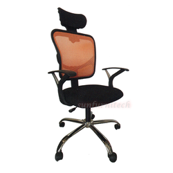 เก้าอี้สำนักงานที่นั่งหนังและพนักพิงผ้าตาข่าย, เก้าอี้สำนักงานผู้บริหาร, เก้าอี้สำนักงานพนักพิงสูง complete รุ่น CCP-111