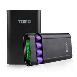 TOMO V8-4 Intelligent Portable DIY Display Power Bank Box 18650 Battery (สีดำ)