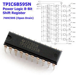 TPIC6B595 (DIP20) Power Logic 8-Bit Shift Register (74HC595 open Drain)