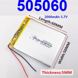 505060 3.7V 2000mAh Li-polymer Rechargeable Battery Li-Po