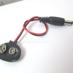 ขั้วแบตเตอรี่ 9V เป็น ดีซีแจ็ค 5.5x2.1mm (สายยาว 15 cm)