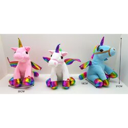 1691-1 ของเล่นเด็กตุ๊กตาม้ายูนิคอร์น มีเพลงไฟปีกขยับได้ ตัวละ