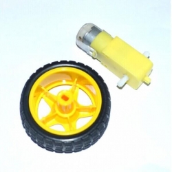 3-6V Yellow DC Gear Motor 1:48 and Wheel for CAR and Arduino - 170 RPM, 800g