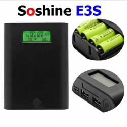 Soshine E3S 4 Slots 18650 Battery Charger Power Bank Case - BLACK