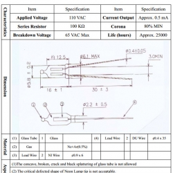 SG004 NEON LAMP:6*16*30mm ORANGE COLOR