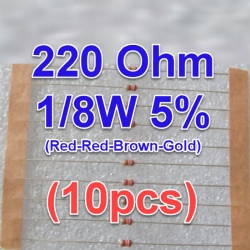 220 ohm 221 220Ohm 1/8W 5% Carbon Film Resistor (10 ตัว) (10pcs per lot) (ROYALOHM)