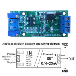 0-2.5V/ 0-3.3V /0-5V /0-10V /0-15V to 4-20mA VIn :12V-24VDC Linear Conversion Voltage to Signal Transmitter Module Current Adjustable