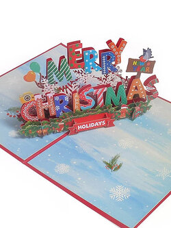 การ์ดคริสต์มาส Pop-Up - Merry Christmas